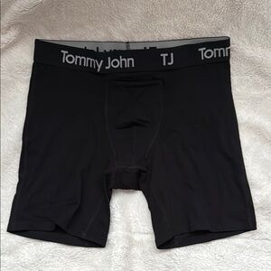 Tommy John Men's Black Cotton Stretch Boxer Briefs Medium